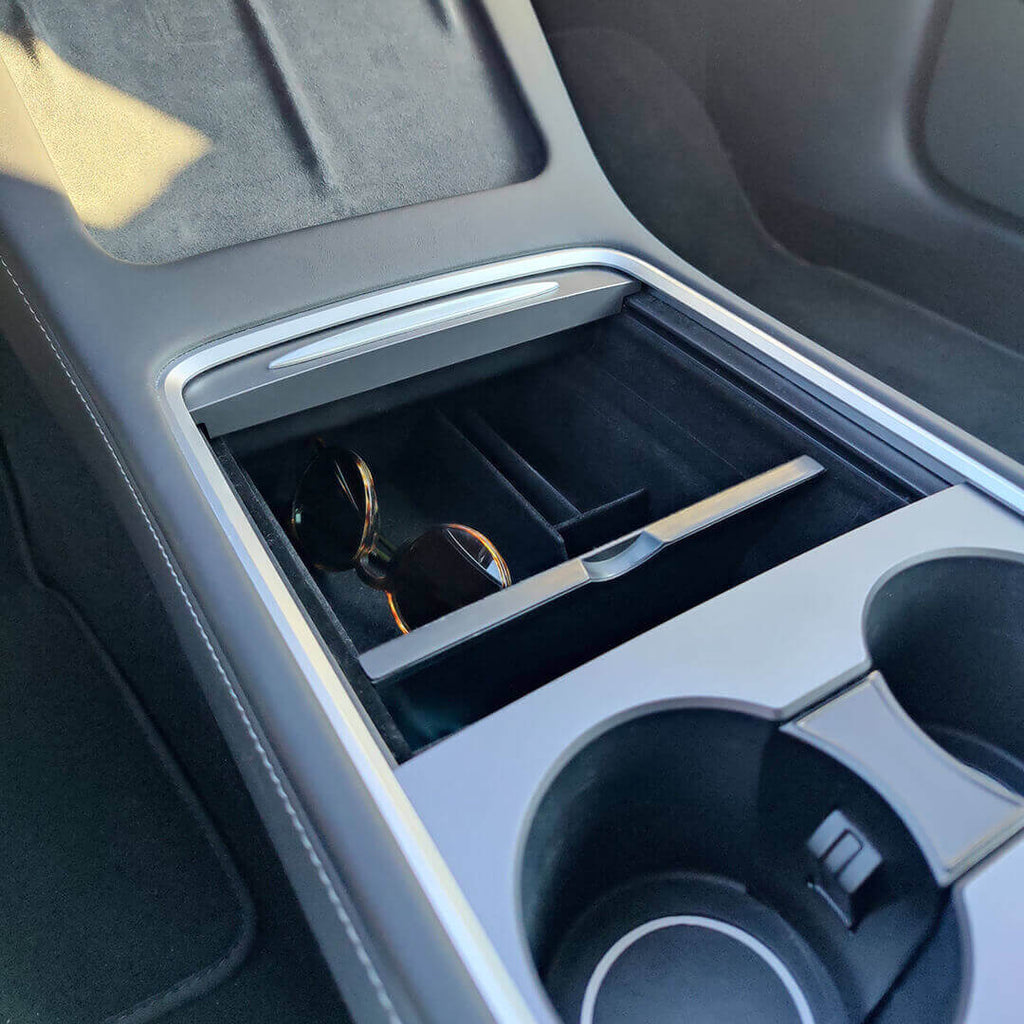 Schiebe-Aufbewahrungsbox für Mittelkonsole Tesla Model Y 2021-2023
